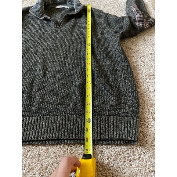 Men's Vintage Pullover Patchy Collared Gray 90s‎ Zip Up Pullover Sweater Size 14 - Picture 4 of 6
